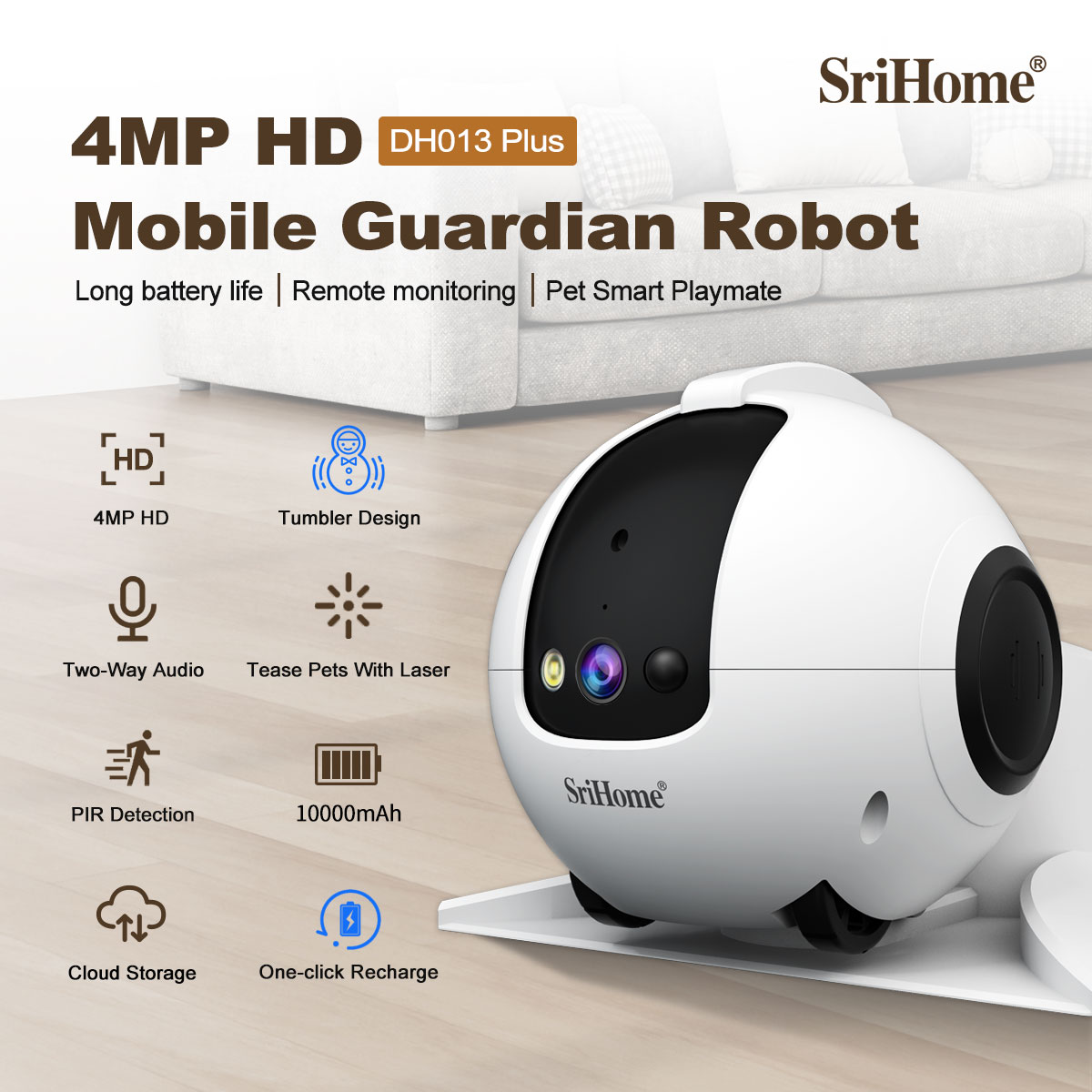 Home Security Robots - กล้องวงจรปิดไร้สาย 4MP Srihome APP Mobile Guard