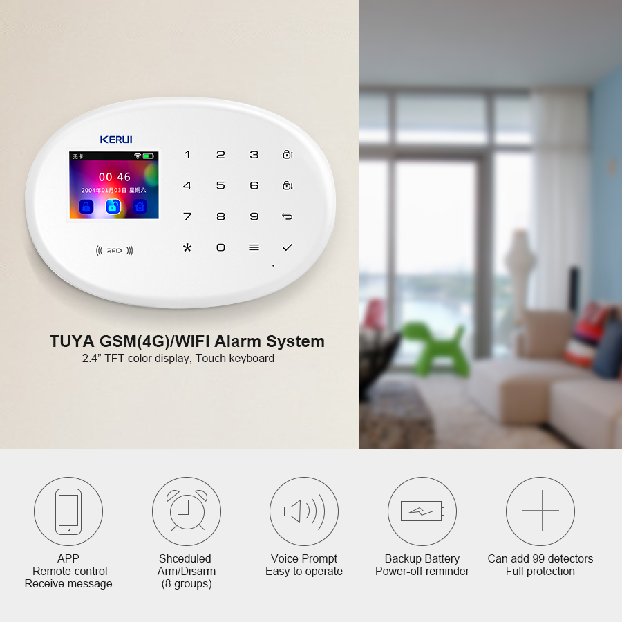 KERUI ชุดระบบเตือนภัย WIFI GSM - Sim Gsm Alarm บทวิจารณ์และราคา